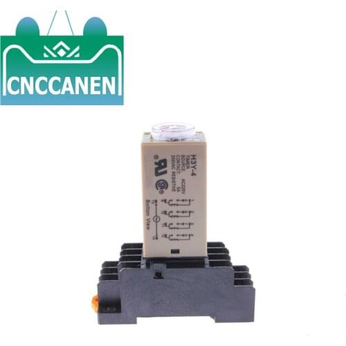 10 Set H3Y-4 DPDT Power on Time Delay Relay with Base AC220V 60S