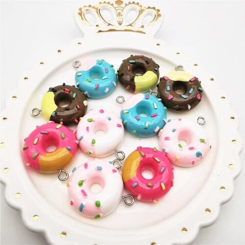10pcs 21*26mm Kawaii Donuts Charms Resin Pendants For DIY Bracelets Necklace Earring Key Chain Jewelry Making