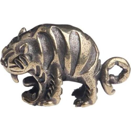 3D Mini Tiger Big Mouth Casting Animal Figurine Style Metal Sculpture Home Office Room Desktop Decoration Collect Ornaments Gift