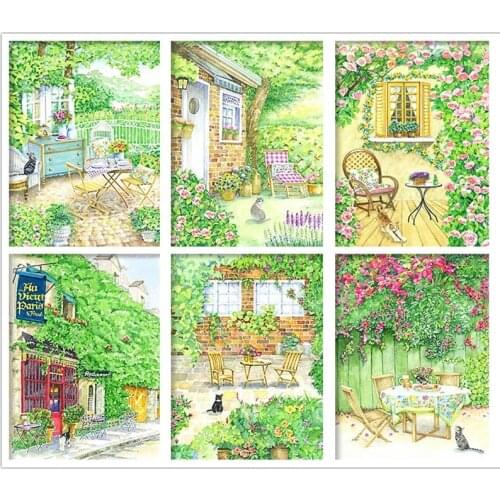 5D DIY Full Drill Diamond Painting Spring Landscape Garden Landscape Diamond Mosaic Scenery Embroidery Cross Stitch Home Decor