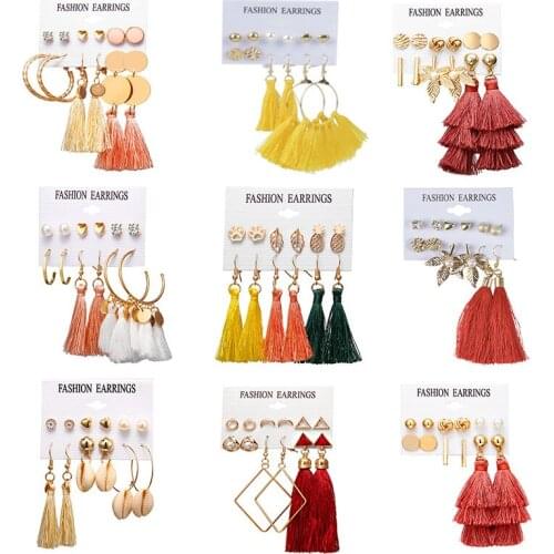 6 Pairs Yayi Jewelry Fashion BOHO for Women Gold Silver Colore Dance Party Special Girl Gifts Personality Tassel Earrings