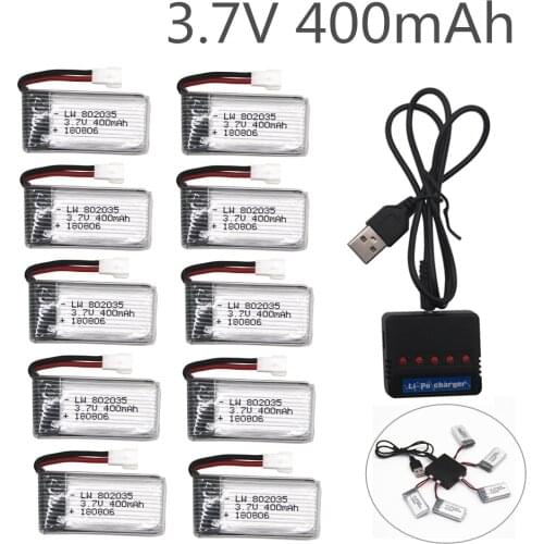 3.7V 400mAh 3.7V 30C Lipo Battery and 4in1 Battery charger box for H107 H31 KY101 E33C E33 U816A V252 H6C RC Quadcopter Drone