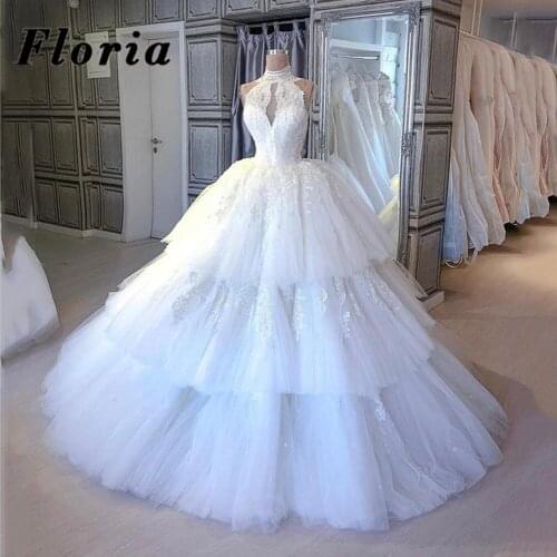 Arabic Dubai White Wedding Dresses Appliques Ruffles Princess Bridal Gowns Vestido De Noiva Kaftans свадебное платье Bride