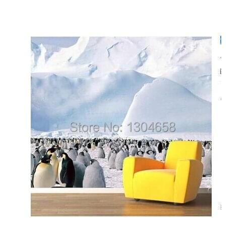 Free shipping custom wallpaper modern large-scale 3D arctic penguin cute sofa bedroom TV backdrop wallpaper
