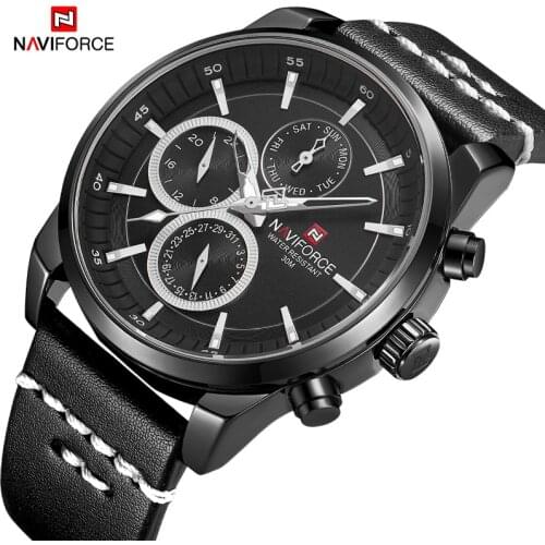 NAVIFORCE Watches Top Luxury Brand Men Casual Sport Quartz 24 Hours Date Man Watch Leather Waterproof Clock Relogio Masculino