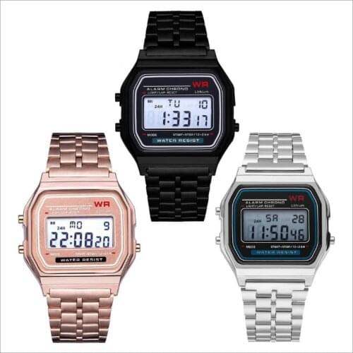 Men Watches Luxury Steel Strap Watches Women Vintage LED Digital Sports Military Wristwatches Electronic Digital Present Gift