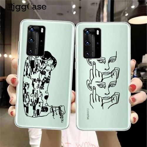 Funny Face Abstract Cartoon Phone Case Cover For Huawei P30 P40 P20 P10 Lite Pro P30Lite P40Lite P20Lite TPU Soft Fashion Cover