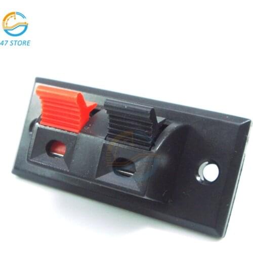 45x21mm 2 Way Speaker Terminal Connector Strip Block in Jack Spring Load 2CH 2 Pin Spring push Release Home Speaker Terminals