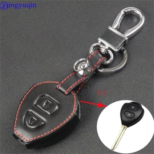 Jingyuqin 5pcs Remote 2 Buttons Car Key Case Cover Leather For TOYOTA Corolla Hilux Vitz Rav4 Aqua Camry
