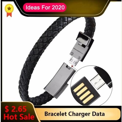 Outdoor Portable Leather Mini Micro USB Bracelet Charger Data Charging Cable Sync Cord For iPhone6 6s Android Type-C Phone Cable