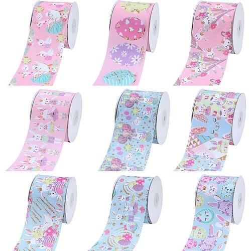 FLRA Ribbon (50 yards/lot) Newest Easter Day theme printed different size grosgrain ribbon