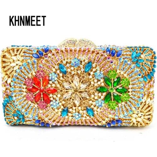 Multicolor rhinestone Crystal Clutch Evening Party Prom banquet pochette Purse Evening Bag Clutch Purse women Handbags SC224
