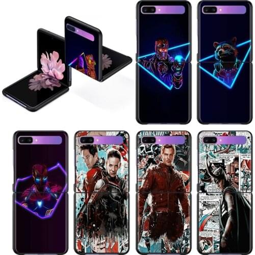 Marvel Avengers superhero Fashion Mobile Hard Shockproof Cover For Samsung Galaxy Z Flip 3 5G Black Fundas Phone Case
