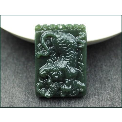 Men and women brand ornaments pendant Xinjiang Hetian Qing Yuhu brand natural yu Zodiac Tiger pendant