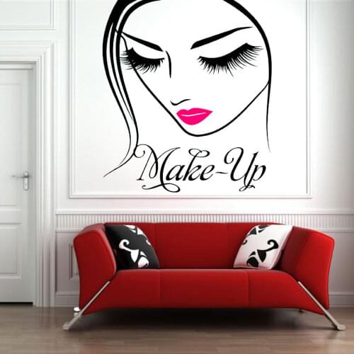 Wall Decal Make-UpArtist Sign Makeup Design Beauty Salon Maquillage Fashion Style Cosmetic Vinyl Sticker Decoration Mural A911