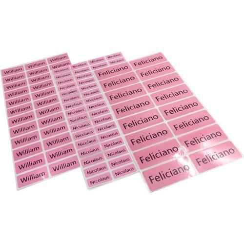 Pink Name Tag Stickers Office School Stationery Personalized Labels Waterproof Customize Sticker Lunch Box Bottle Personal Craft