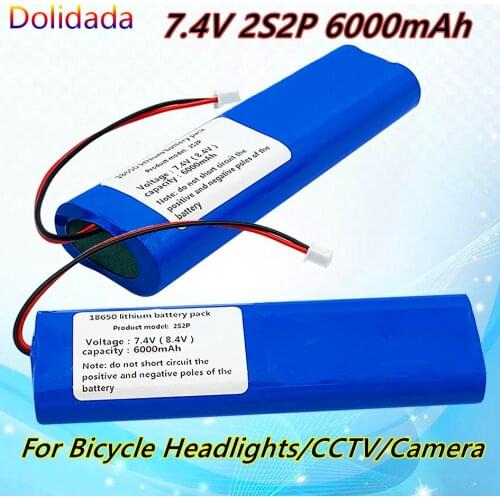 Newest 6000mAh 7.4V 2S2P Battery Pack 18650 Battery Rechargeable Battery for Bicycle Headlights/CCTV/Camera
