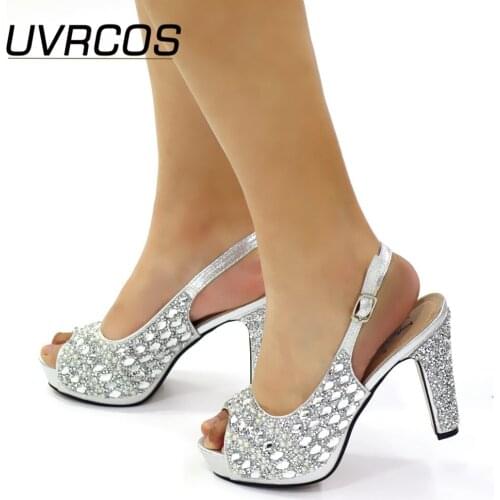 New Arrival Rhinestone Women Wedding Shoes Elegant Italian In Women High Quality African Wedding Shoes Ladies Sandals with Heel