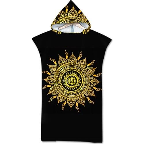 New 75*110cm Microfiber Geometric Printed Changing Robe Poncho With Hooded Beach Towel For Swimming Bath Towels Bathrobe