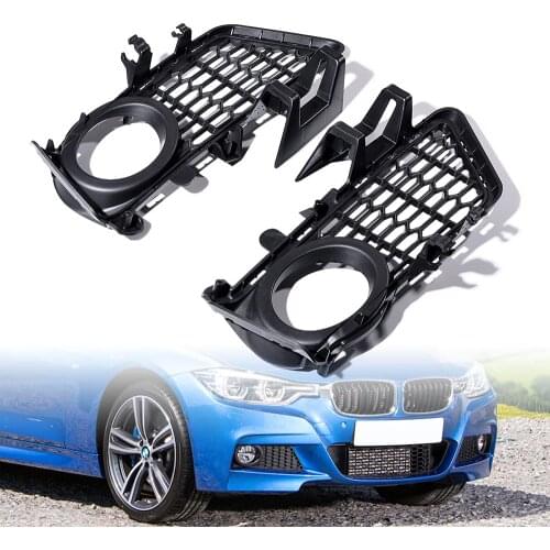 Pair ABS Plastic Front Lower Bumper Fog Light Grill Honeycomb Grilles Cover for BMW 3 Series F30 F31 F35 2012-2017