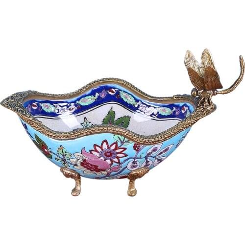 European-style dried fruit tray living room household Vintage luxury ceramics household jewelry creative American receptive tray