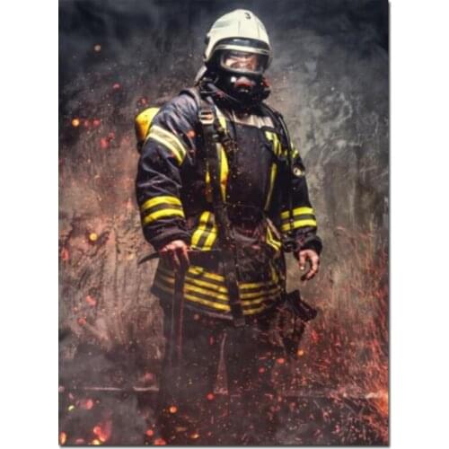 Full square diamond painting Fireman Hero cross stitch set diamond embroidery full round drill mosaic Fire office gift,FS34