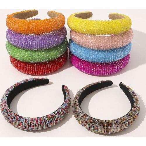 Luxury Shiny Full Crystal Head Hoop Wide-Brimmed Headband Women Rhinestone Headband Sponge Point Diamond Hair Accessories Turban