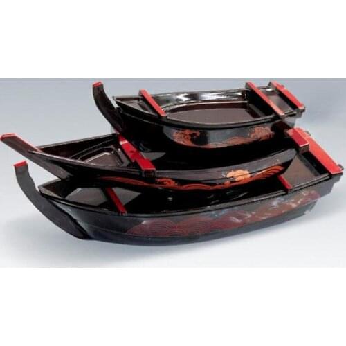 35/48/53CM Simple Japanese ABS Plate Black Sashimi Boat Serving Tray Japanese Restaurant Sushi Boat