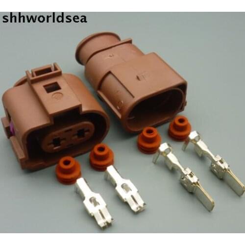 Shhworldsea 2 pin 2 WAY 6.3MM car auto fan connector plug 1J0 973 752A 3B0 973 852 A Auto Parts terminals FOR Volkswagen Passat