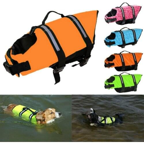 Dog Beach Puppy Swim Life Jacket Safety Vest Reflective Stripe Pet Supply
