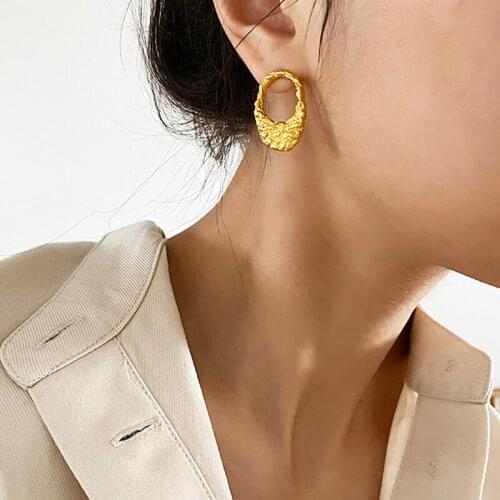 SRCOI Geometric Drop Earrings Simple Hollow Exaggerated Metal Drop-shaped Retro Distressed Earrings Fashion Jewelry Gifts 2020