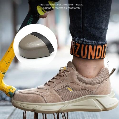 Light Work Safety Shoes Men Steel Toe Working Boots Men Anti-smashing Construction Work Shoes Designer Sneakers
