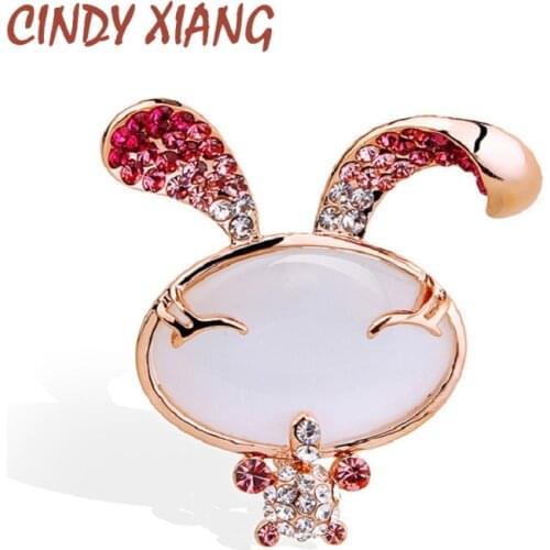 CINDY XIANG Rhinestone Rabbit Brooches For Women Cute Animal Pin Brooch 2 Colors Available Fashion Jewelry Kids Accessories Gift