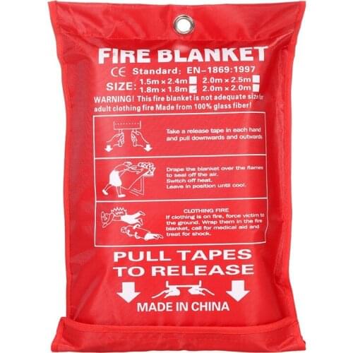 1.2M x 1.2M Fire Blanket Fiberglass Fire Flame Retardant Emergency Survival Fire Shelter Safety Cover Fire Emergency Blanket