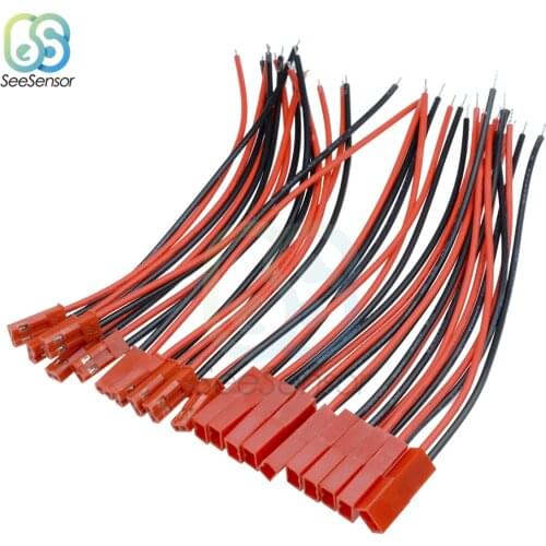 10Pairs 100mm 2 Pin Connector Plug JST Cable Male/Female Connectors For RC BEC Battery Helicopter DIY FPV Drone Quadcopter