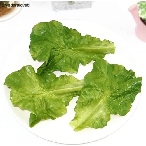 10pcs/lot Simulation Green Lettuce Leaves PVC Material Fake Vegetable Model Kids Pretend Play Kitchen Toys Artificial Foods