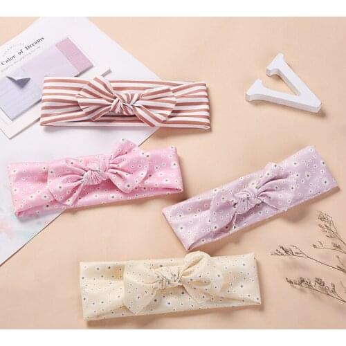 20 Pcs/Lot,15 cm Floral Prints Hair Bow Headband Baby Knotbow Head wraps Cotton Fabric Elastic Hair Bands DIY Hair Accessories