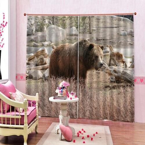 3D Digital Print Bear Curtains Blackout Window Living Room Bedroom Drapes Cortina Custom size