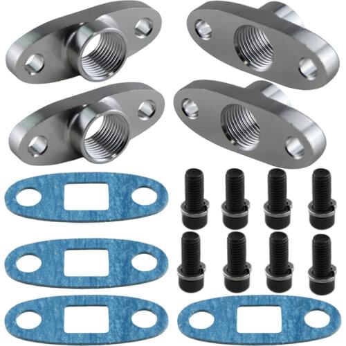4PCS X T3 -T4 BILLET TURBO DRAIN FLANGE TURBOCHARGER 1/2" NPT T3 T4 female