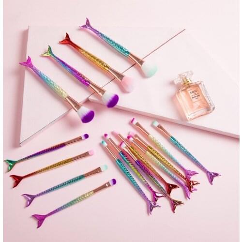 4Pcs/set Makeup Brushes Set Mermaid Pencil Cosmetics Foundation Eye Shadow Lip Professional Makeup Brush Tools Beauty Kit