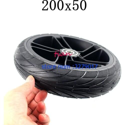 Free Shipping 200x50 solid wheel for Electric Scooter Tyre With Wheel Hub 8" Scooter Tyre Aluminium Alloy Wheel Electric Vehicle