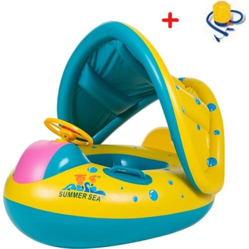 Free shipping Inflatable Toddler Baby Swim Ring Float Seat Swimming Pool Seat with Canopy 030201