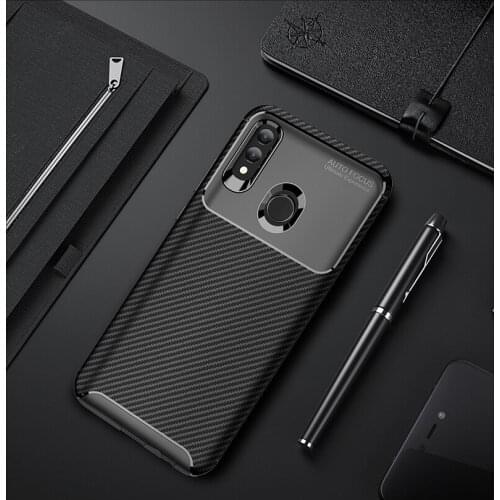 Business Carbon Fiber Phone Cases for Huawei P Smart 2019 Case Soft Silicone TPU Shockproof Cover for Huawei P Smart 2019 Case