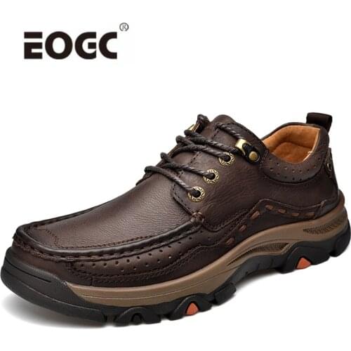 Classics Style Boots Men Lace Up Natural Leather Men Ankle Boots Shoes Soft Comfort Non-slip Walking Shoes Men Sapato Masculino