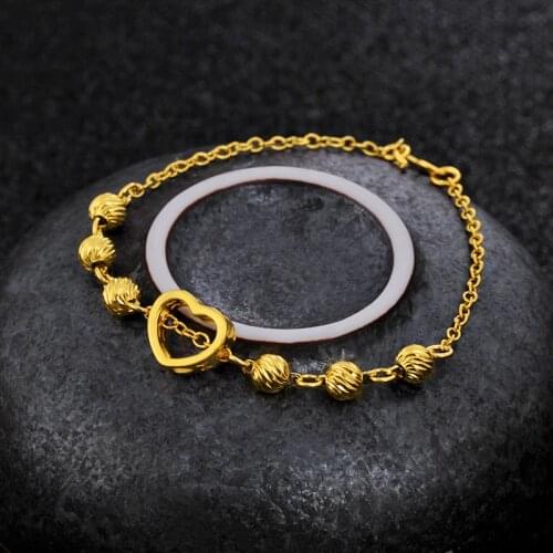 Heart 18K Gold Bracelet for Men Women Wedding Engagement Jewelry Luxury 20-23cm Chain Bracelet Not Fade Fine Jewelry Gifts