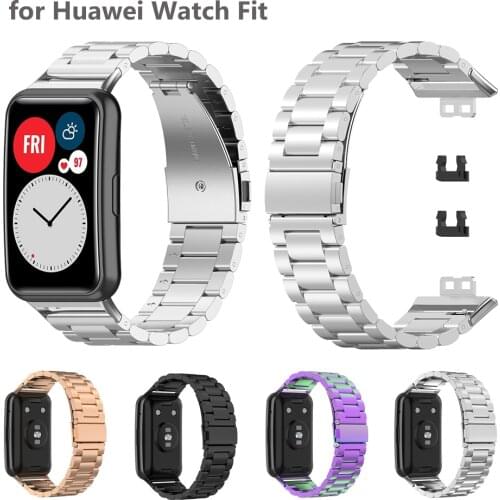 Metal Correa Bracelet for Huawei Watch Fit Replacement Band Stainless Steel Strap for Huawei Fit Wristband for Woman Man Silver