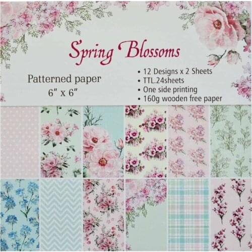2 Style Spring Series Scrapbooking Paper Pack Craft Paper Art Card Card Making Patterned Paper 6"x 6" 24 Sheets /pack