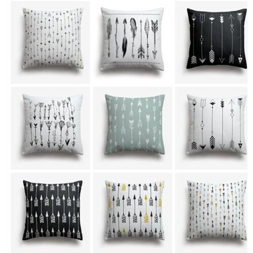 Sweetenlife Geometric Pattern Cushion Cover Hand Painted Watercolor Arrow Decorative Pillows Tribal Boho Style Throw Pillow Case