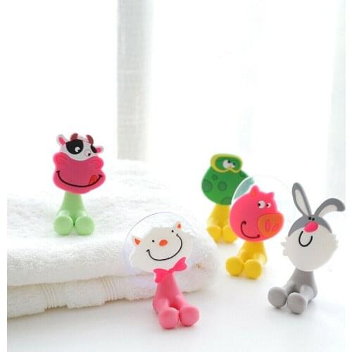 Toothbrush Holder Cute Cartoon Animal Sucker Toothbrush Holder/Suction Hooks Bathroom Organiser Pig Frog Rabbit Cow