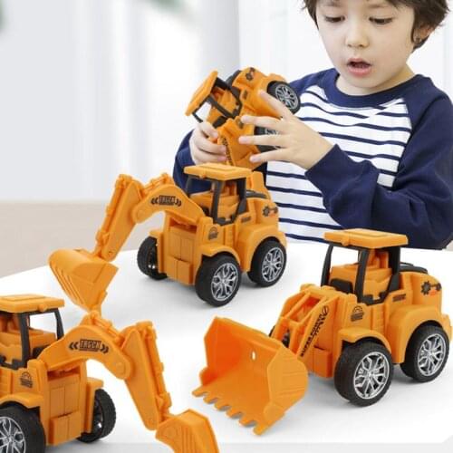 Childrens press engineering vehicle baby inertia roller excavator car bulldozing excavator crusher birthday gift toy